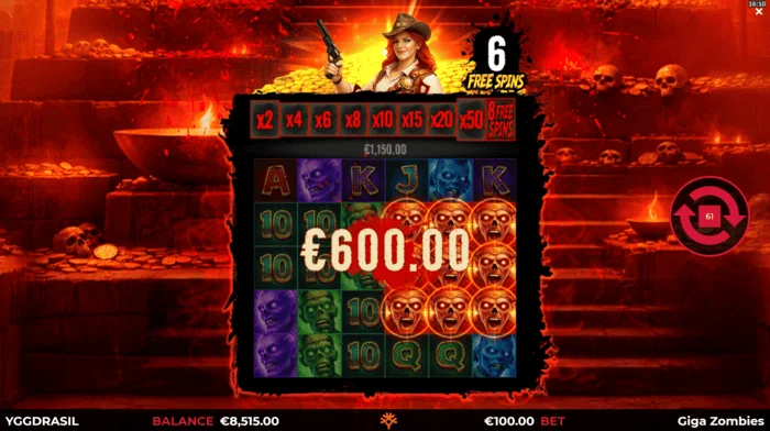 Giga Zombies - dobitak tokom Free Spins